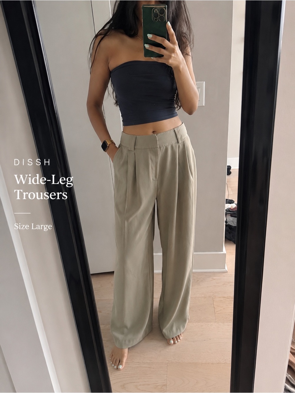 DISSH Taupe Wide-Leg Tailored Trousers Pants US 8